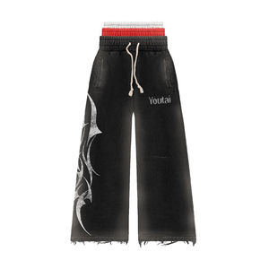 Conjunto de Sudadera con Capucha y Pantalones Acampanados de Tres Capas para Hombre, Estilo Urbano, Invierno, Color Liso, Personalizado, de Gran Gramaje, Oversize, Largo Completo - Product Image 3