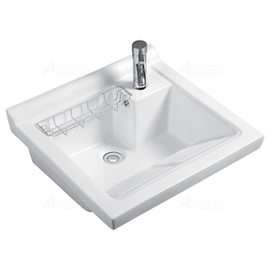 Tanque de Lavanderia Profundo para Área de Serviço, com Cuba de Cerâmica e Estrutura de Aço Inoxidável - Product Image 3