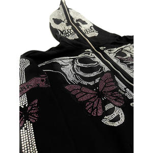 เสื้อฮู้ดดี้ผู้ชายคุณภาพสูงประดับเพชรเทียม แบบซิปเต็มตัว  สามารถสั่งทำได้ พร้อมโลโก้จากผู้ผลิต - Product Image 5