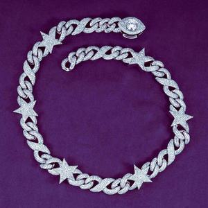 Chaîne cubaine Hip Hop Iced Out en argent sterling 925 avec moissanite, testée au diamant, motif étoile infinie pour homme - Product Image 3
