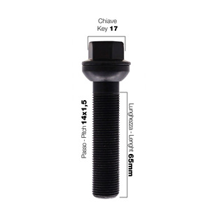 10 boulons noirs ch.17 14x1,5 l.65mm sphériques - Product Image 2
