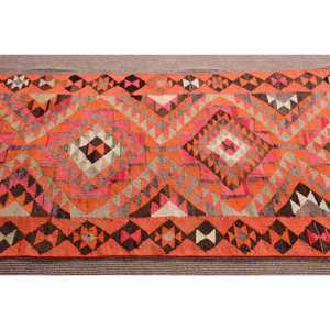 Turkish 3x9.7 ft <b>Rug</b>, <b>Runner</b> Vintage <b>Rug</b>, Orange Brown Ikat Wool <b>Rug</b> - Product Image 4