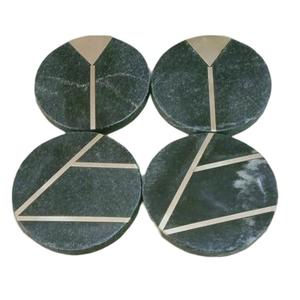 Marble And Wood <b>Coaster</b> set of 4 Pcs For Kitchen Use Fancy <b>Coaster</b> Set With White <b>Green</b> Marble And Wood Finished - Product Image 4