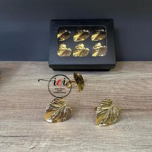 Juego de Anillos para Servilletas Triangulares con Diseño de Hoja Dorada, de Acero Inoxidable Ecológico, para Fiestas, Bodas, Hogar, Restaurante, Decoración, Cena - Product Image 5