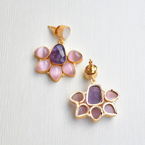 Pendientes Colgantes de Latón de Moda, Diseño de Piedra Natural en Bruto para Exportación, Latón Chapado en Rodio, Diseño Boho Chic, Lotes de Moda al por Mayor - Product Image 6