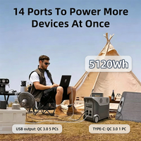 Générateurs à onduleur sans bruit, autonomie de 8000 cycles, batterie au lithium 5120Wh 25.6V, alimentation électrique pour camping extérieur