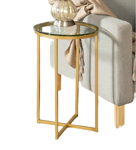 Table avec dessus en métal doré et marbre Table d'appoint de qualité supérieure faite à la main Table basse en métal élégante et classique - Product Image 5