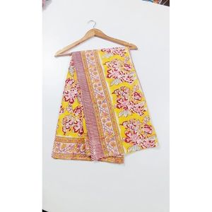 Bagru Hand Block Cotton Poplin Yellow Luxury Ethnic Embroidered Floral and Solid Printed Dupatta Party Wear New Arrival Design - Product Image 4