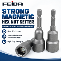 FEIDA Embout de vissage à douille hexagonale magnétique puissant 65 mm, tige hexagonale 1/4 pouce, embout de visseuse à chocs 6-19 mm pour perceuse