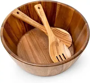 Bol à salade artisanal en bois de mangue extra large moderne de haute qualité avec cuillères pour l'exportation mondiale disponible au meilleur prix - Product Image 1