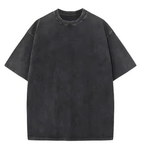 เสื้อยืดสลิมฟิตของผู้ชายมาใหม่สีสวยหรูหราซักด้วยกรดขนาดปกติสำหรับฟิตเนสคอลูกเรือ - Product Image 4