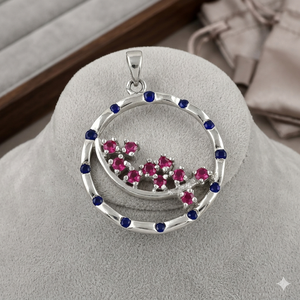 สร้อยคอเงินพลอยแก้วสีชมพูน่ารักและ iolite-คอลเลกชันอัญมณีหลวม - Product Image 1