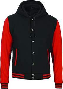 Chaqueta acolchada Softshell de invierno para hombre Mezcla de lana de estilo universitario con patrón de letras universitarias bordadas Posición del logotipo frontal - Product Image 3