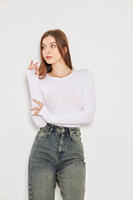 CUERPO DE MANGA LARGA DEDO DE CUELLO REDONDO ROPA INTERIOR DE MUJER CUERPO