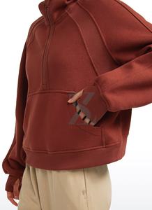 Nouveau femmes gaufre demi fermeture éclair col roulé sweat col montant grande taille solide fermeture éclair à manches longues surdimensionné automne chemise - Product Image 3