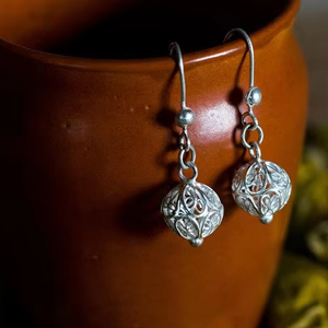 High-Grade Luxury Fashion <b>Stud</b> <b>Earrings</b> Handmade Silver Filigree Glittering Indian Bead Dangle Silver Lining Handmade <b>Earrings</b> - Product Image 1