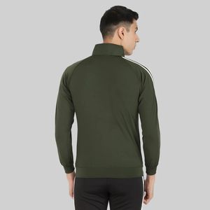 FS Men's Green Sporty <b>Racer</b> <b>Jacket</b> Stand Collar Zipper Breathable Polyester Autumn Wear - Product Image 2