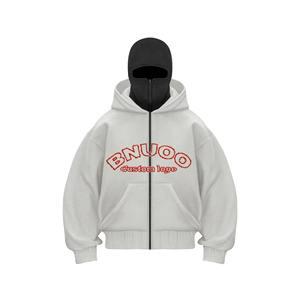 Men's Double Hood Hoodie with <b>Balaclava</b> and Zip Closure This stylish Double Hood Hoodie provides warmth and protection - Product Image 3