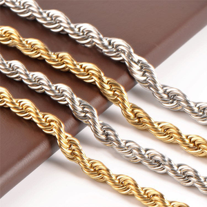Collar de Cadena de Oro Amarillo y Plata 925 para Hombre, Cadena de Eslabones Trenzados con Corte de Diamante, Joyería Clásica de Lujo, Regalo para Hombre - Product Image 3