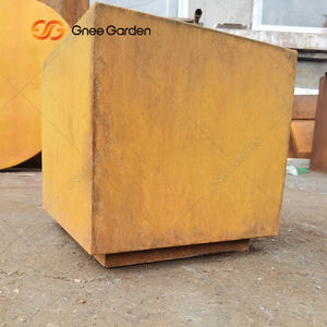 Caja de maceta cuadrada de metal de acero corten, maceta de cubo corten de metal rústico de cubo alto para diseño comercial y residencial. - Product Image 2
