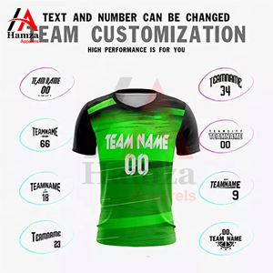 เสื้อฟุตบอลเยาวชนระบายอากาศได้ดีผ้าโพลีเอสเตอร์100% 180 GSM คอวีแขนครึ่งแขนกำหนดชื่อทีม/หมายเลข Hamza - Product Image 3