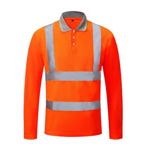 Piqué de coton tricoté haute visibilité haute visibilité pour polo vêtements de travail de protection avec bandes de sécurité réfléchissantes techniques imprimées - Product Image 1