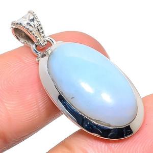 Classique Pendentif Bijoux Pour Femmes Argent Boho Style Bijoux 925 En Argent Sterling Laiteux Opalite Gemme À La Main Pendentif Cadeau - Product Image 2