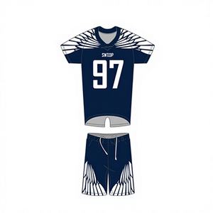 Conjunto de Compresión de Entrenamiento de Fútbol Americano Juvenil Estilo Americano 7v7, Uniforme Transpirable Sublimado Personalizado con 7 Banderas, Talla Grande, Verano - Product Image 1