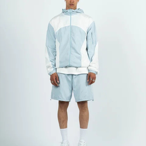 Conjunto de pantalones cortos con capucha y cortavientos de talla grande con estampado personalizado, chándal doble unisex de dos piezas, precio al por mayor - Product Image 3