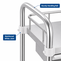 Chariot médical portable à quatre roues en acier inoxydable épaissi GY12-026 de la marque GY, à trois niveaux, pour outils et équipements de traitement