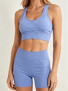 Women's Solid Yoga Wear Sets with Elastic Waist 2 Piece <b>Bra</b> and Short Pants for Fitness and Workout Breathable Fitness Wear - Product Image 3