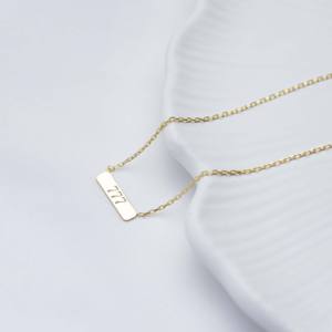 <b>777</b> Laser Cut Plain Design Charm <b>Necklace</b> Pendant Turkish Handmade Gold Plated Zircon 925 Sterling Silver Women's Trendy Jewelry - Product Image 3