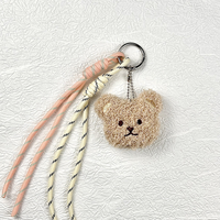 Corde tressée chaude moelleux en peluche ours porte-clés sac à dos pendentif poupée Mini peluche jouet Teddy chien chiot sac breloque accessoires