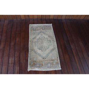 Alfombra Turca Pequeña, Alfombra Vintage de 1.6x3.1 pies, Alfombra de Lana Azul - Product Image 1