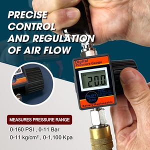 Régulateur de pression numérique LEMATEC 1/4 pouce avec écran LCD PSI Bar Kpa, outil pneumatique réglable - Product Image 3