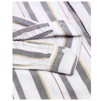 Kemeja Kasual Pria 100% Katun Chambray Premium Slim Fit Kerah Turun Lengan Panjang Gaya Safari Ramah Lingkungan Cepat Kering