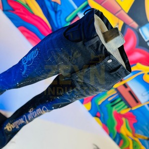 Jeans en denim personnalisés avec logo brodé, impression de strass, fabrication sur mesure, haute qualité, vintage, confortables, OEM, été, automne - Product Image 3
