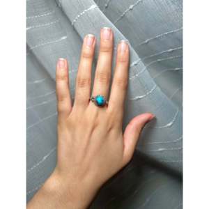 Bague statement en turquoise Kingman et argent sterling, fabrication artisanale Navajo, taille 9, pour un usage quotidien - Product Image 5