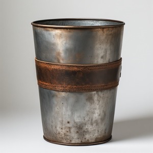 Maceta de cuero galvanizado hecha a mano en acabado antiguo Detalles artesanales Perfecta para interiores decorativos y de temporada - Product Image 5