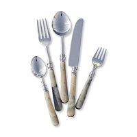 Ensembles de couverts en métal de conception la plus récente en plaqué argent à poignée en os blanc pour la table à manger