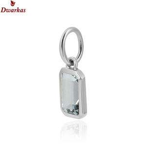 Colgante de piedras preciosas Aguamarina de Plata de Ley 925 con diseño de bisel Octágono Simple, dijes de joyería de moda para regalos chapados en plata - Product Image 2