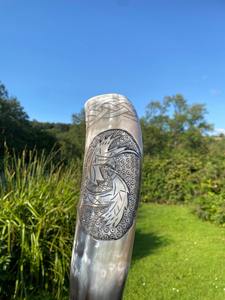 Jarra de cuerno para beber vikingo ecológica hecha a mano con diseño único con Cerámica y Vidrio y estilo Animal de cuerno de búfalo Natural - Product Image 3