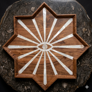 ถาดเสิร์ฟไม้ทำด้วยมือหรูหราพร้อมฝังมุกแวววาวถาดเสิร์ฟสำหรับตกแต่งเดือนรอมฎอน - Product Image 1