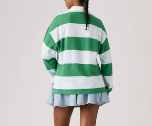Polo de rugby pour femmes en coton personnalisable en gros, maillot à manches longues, vêtements de football avec motif rayé - Product Image 4