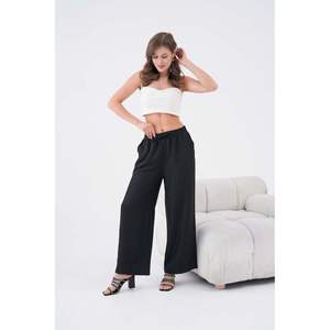 High Quality Women's Comfortable Drawstring Breathable <b>Linen</b>/Cotton Trousers Detailed Pockets Mid Waist Flat Front Design Spring - Product Image 2