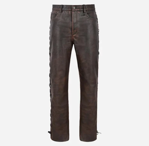 กางเกงลำลองผู้ชาย WEAVEON รุ่นใหม่ ทรงตรง เอวกลาง แต่งเชือกผูก หนัง PU ซิปหน้า เหมาะสำหรับฤดูหนาว - Product Image 1