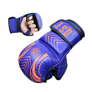 Gants de combat professionnels MMA en cuir véritable évacuation de l'humidité crochet boucle fermeture gants de boxe personnalisables Arts martiaux - Product Image 4