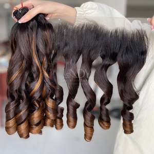 Cheveux vierges de haute qualité, mèches ombrées rebondissantes avec frontal et mèches pour faire des perruques - Product Image 5
