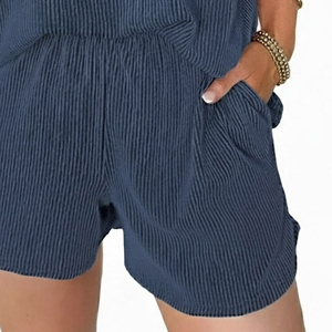 Ensemble deux pièces pour femmes, coupe classique, manches courtes, col rond, pour filles, nouvelle arrivée 2025, uni, décontracté, 100% coton, séchage rapide, respirant - Product Image 6