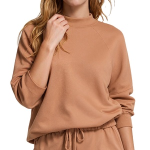 Calidad superior de gran tamaño de las mujeres Mock Neck poliéster/algodón Material suave cómodo transpirable ligero logotipo personalizado - Product Image 1